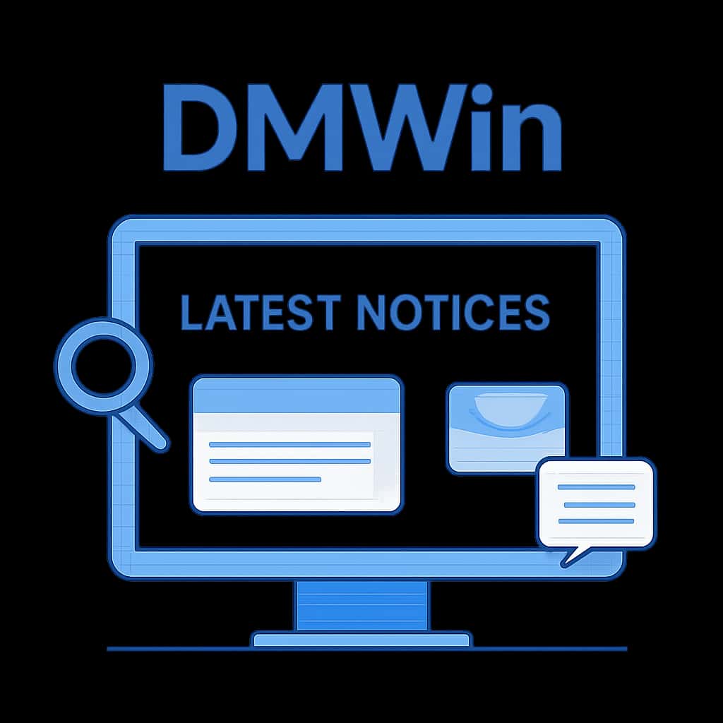 Illustration depicting the key features of the latest DMWin notices.