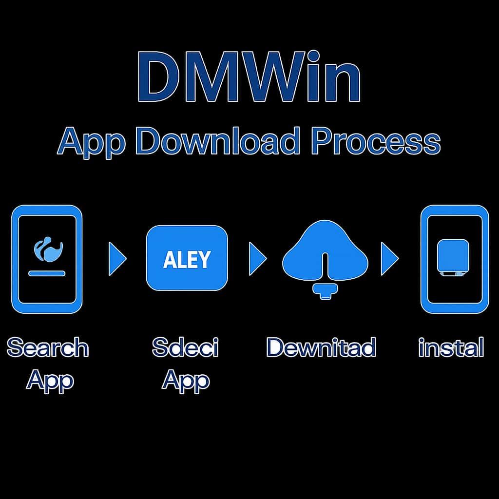 An educational diagram outlining the DMWin App Download Process.