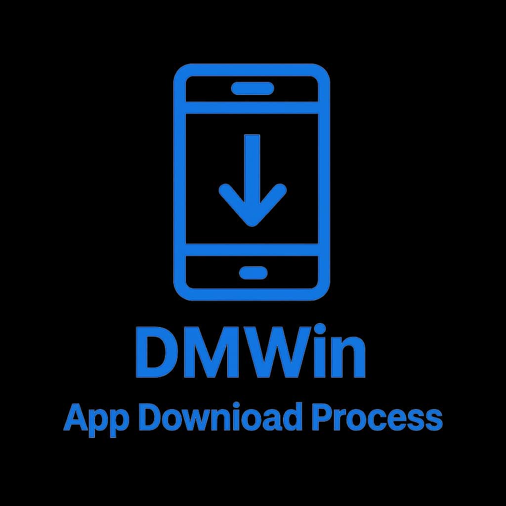 A simple badge representing the DMWin App Download Process for users.