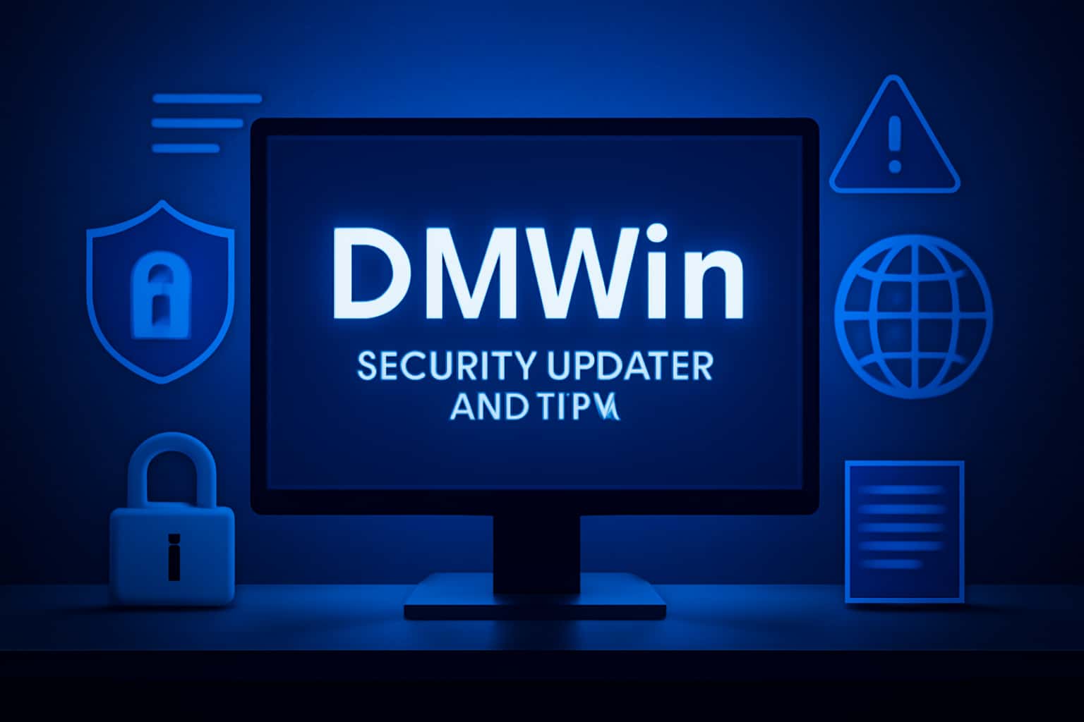 An informative setting showcasing DMWin security updates and helpful tips.