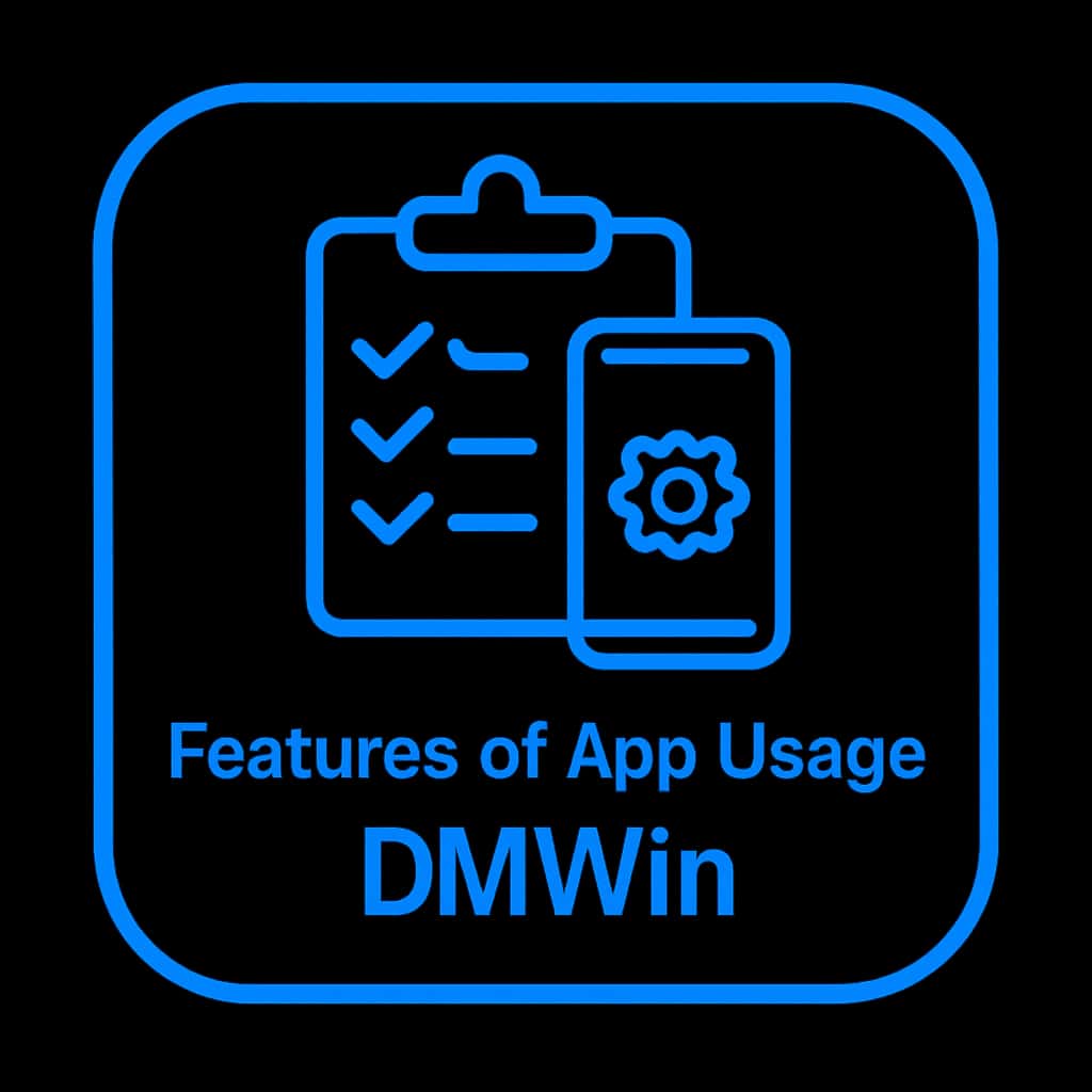A badge representing the features of the DMWin app.