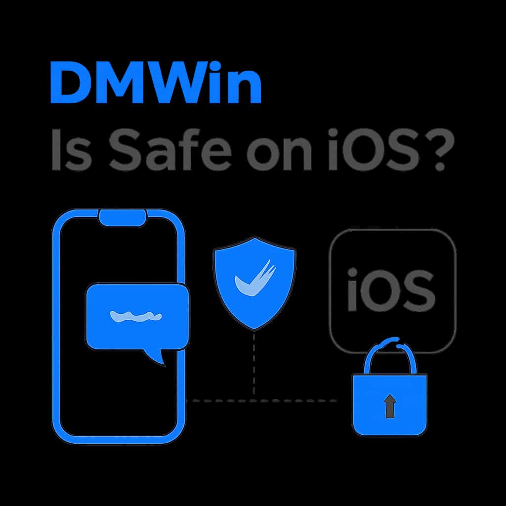 An illustration explaining the safety measures of DMWin on iOS.
