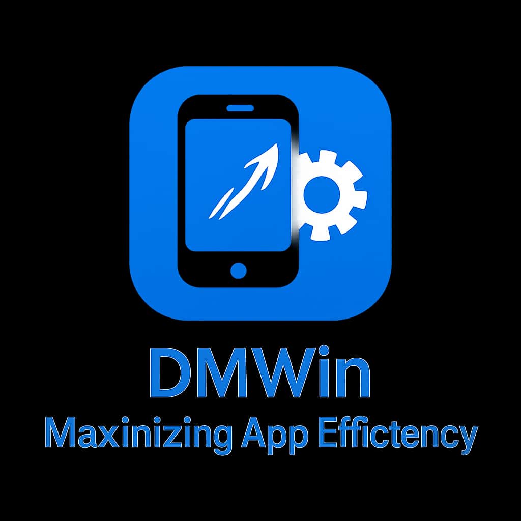 A badge representing DMWin App Efficiency with a modern design.