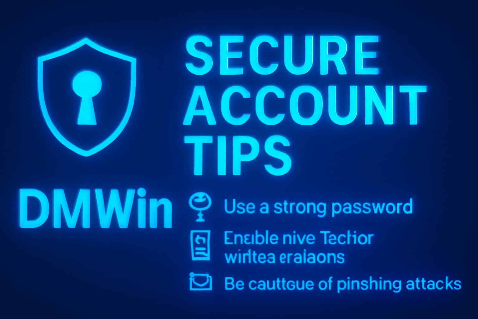 An informative graphic representing the importance of securing a DMWin account with appropriate visuals.