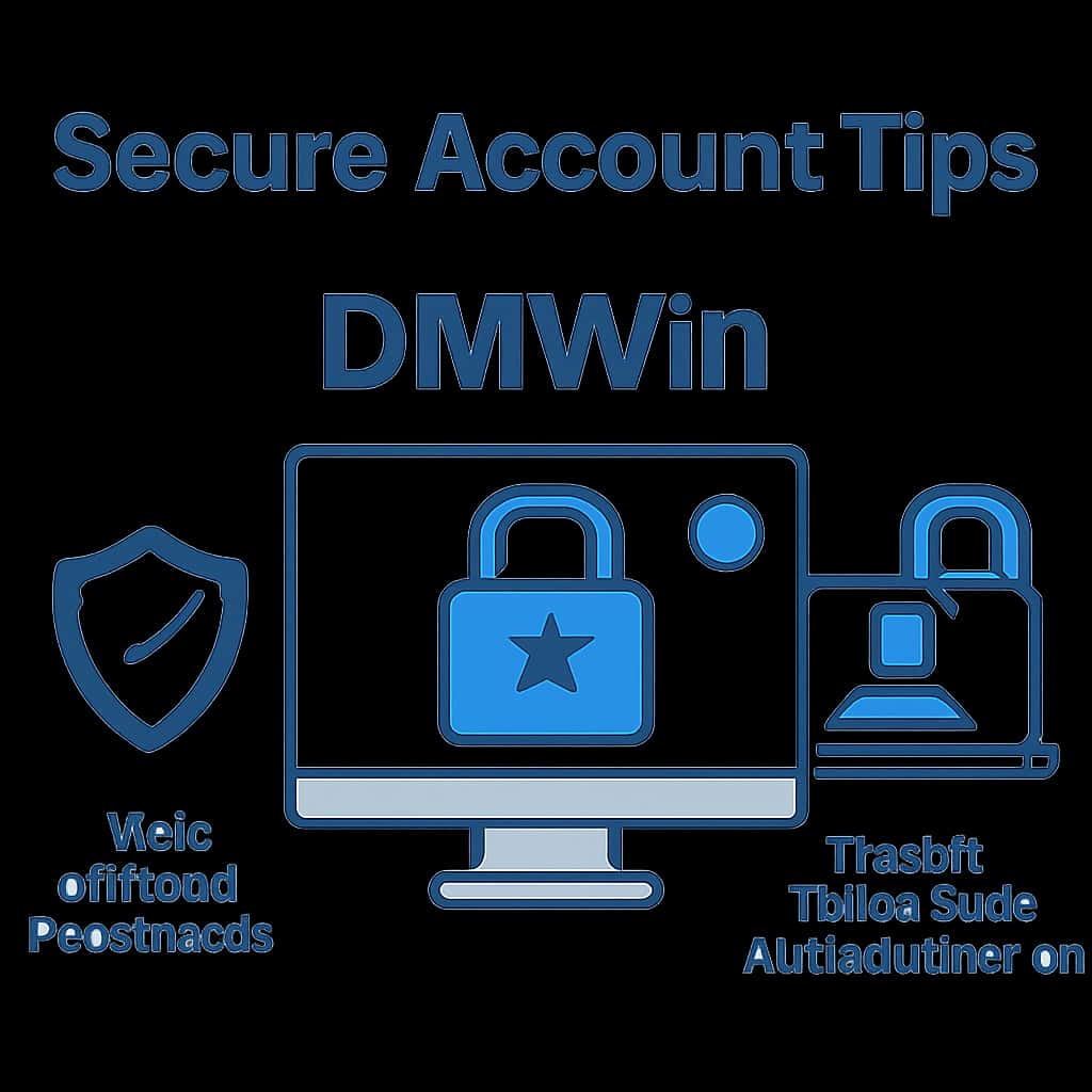 A diagram illustrating how to secure a DMWin account with visual tips.