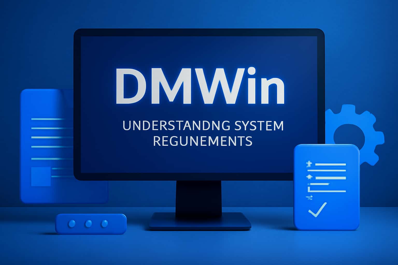 Informational scene illustrating DMWin system requirements.